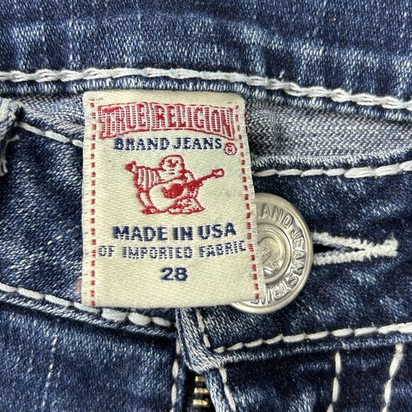 Vintage True Religion Rainbow Joey Jeans Womens 28 Low Rise Flare USA Distressed - Picture 3 of 16